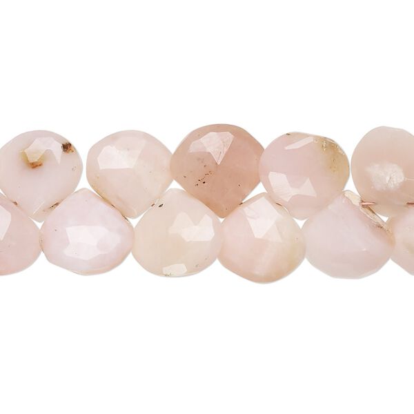 Pink opal 1pkg1, hand-cut top-drilled faceted puffed teardrop bead natural 8 inch 8-12mm image number 0