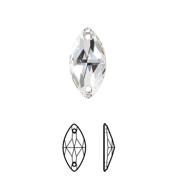 Sew-on 36pk crystal foil back, Swarovski® 18x9mm navette 3223 image number 0