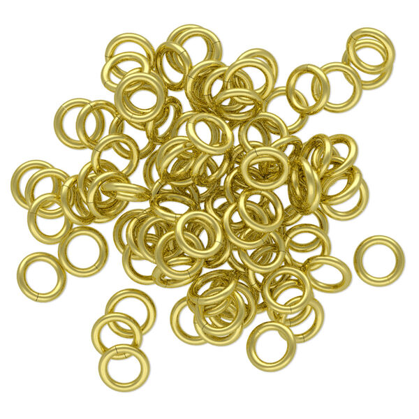 Jump ring, brass, 5.5mm round, 3.5mm inside diameter, 18 gauge. Sold per pkg of 100. image number 0