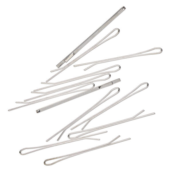 Hair pin, antique silver-finished steel, smooth, 2-1/4 inches. Sold per pkg of 12. image number 0