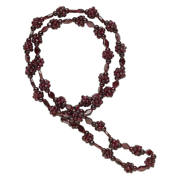Garnet 1pkg1, round / flat diamond necklace continuous 26 inch 3-4mm / 6-7mm image number 0