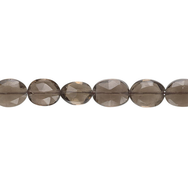 Smoky quartz 1pkg1, faceted flat oval bead B grade, 15.5-16 inch 10x8mm image number 0