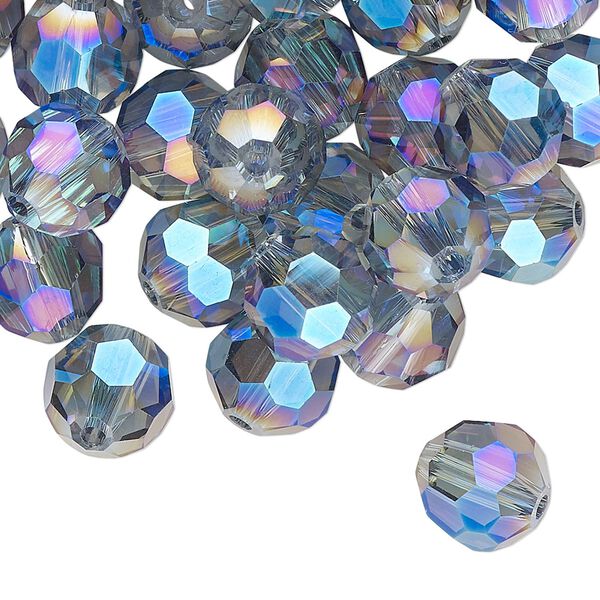 Bead 48pk crystal blue shadow, Celestial Crystal® 10mm round image number 0