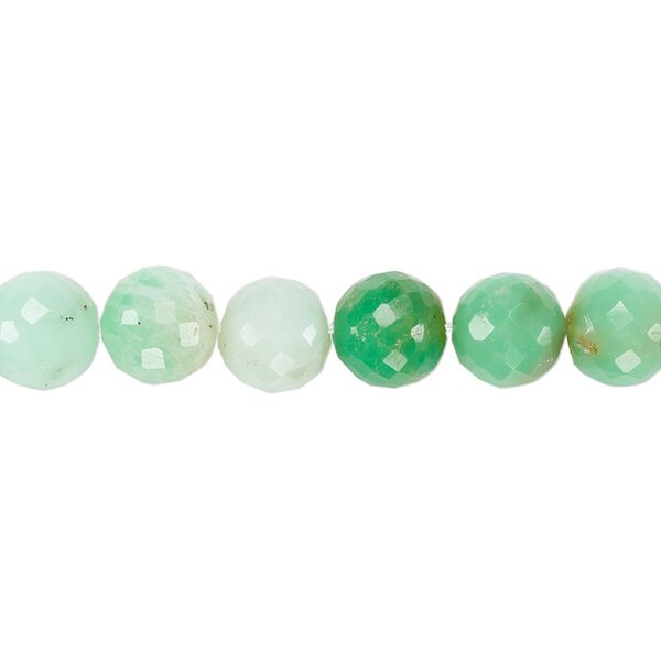 Chrysoprase 1pkg1, hand-cut faceted round bead natural 8 inch 8-9mm image number 0