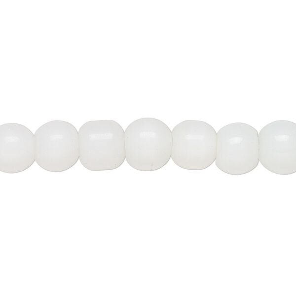 Bead, cat's eye glass (fiber optic glass), white, 5-7mm round. Sold per 15-inch strand. image number 0