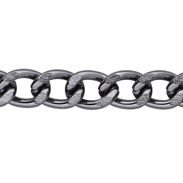 Chain, anodized aluminum, gunmetal, 10mm curb. Sold per pkg of 25 feet. image number 0