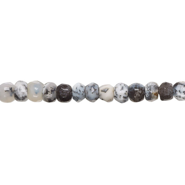Dendritic opal 1pkg1, hand-cut faceted rondelle bead natural B grade, 10 inch 4x2mm-5x4mm image number 0