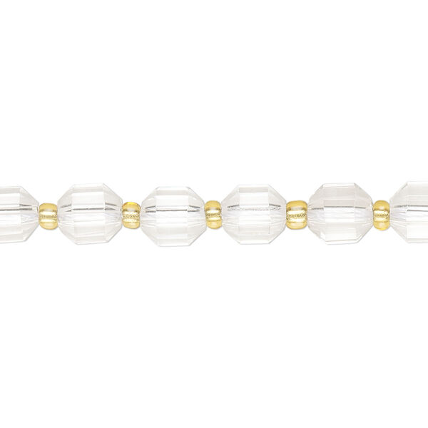 Quartz crystal 1pkg1, hand-cut faceted drum bead natural 8 inch 6mm image number 0