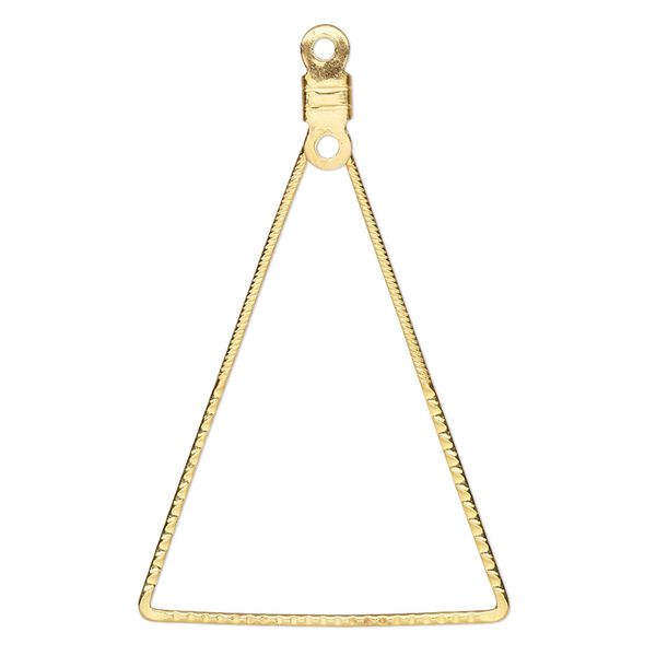 Beading hoop, gold-plated steel, 39.5x39.5x25mm single-sided open triangle with notched design and closed loop. Sold per pkg of 10. image number 0