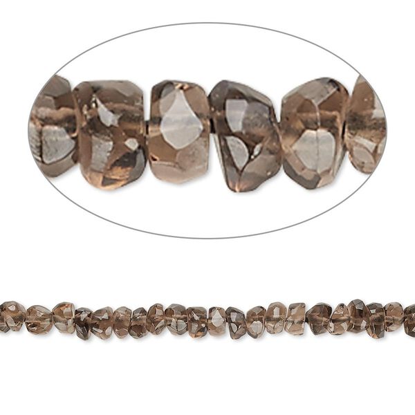 Smoky quartz 1pkg1, hand-cut tumbled faceted rondelle bead 13 inch 3x2mm-4x3mm image number 0
