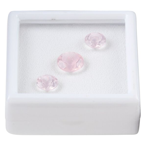 Rose quartz 1pkg3, hand-cut faceted round gem natural 8mm / 10mm image number 0
