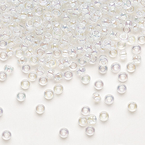 Seed bead, Miyuki, glass, pkg/250g, #8 rocaille, translucent rainbow crystal clear, (RR-250). image number 0