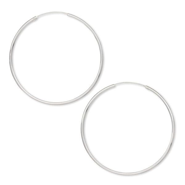 Earring hoop 1pkg2 sterling silver, 70mm / endless loop, 1 pair image number 0
