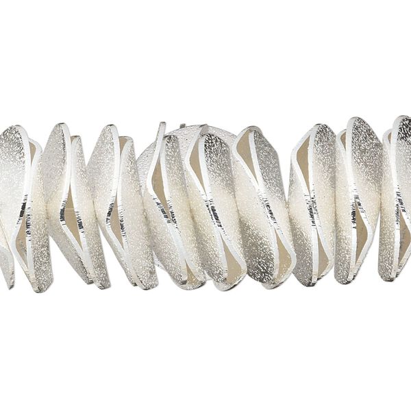 Bead, silver-plated brass, 17x3mm textured wavy rondelle. Sold per pkg of 20. image number 0