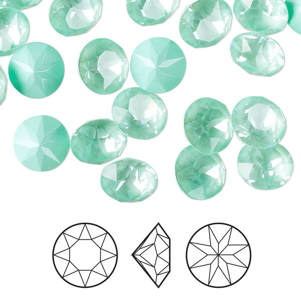 Chaton 6pk crystal soft mint ignite, Crystal Passions® 8.16 to 8.41mm round SS39 1088 image number 0