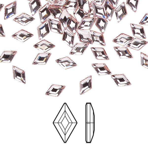 Flat back 288pk light rose foil back, Swarovski® 6.6x3.9mm diamond 2773 image number 0