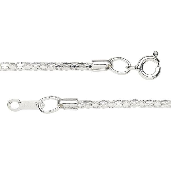 Chain, silver-plated steel, 1.9mm rounded diamond, 18 inches with springring clasp. Sold per pkg of 10. image number 0