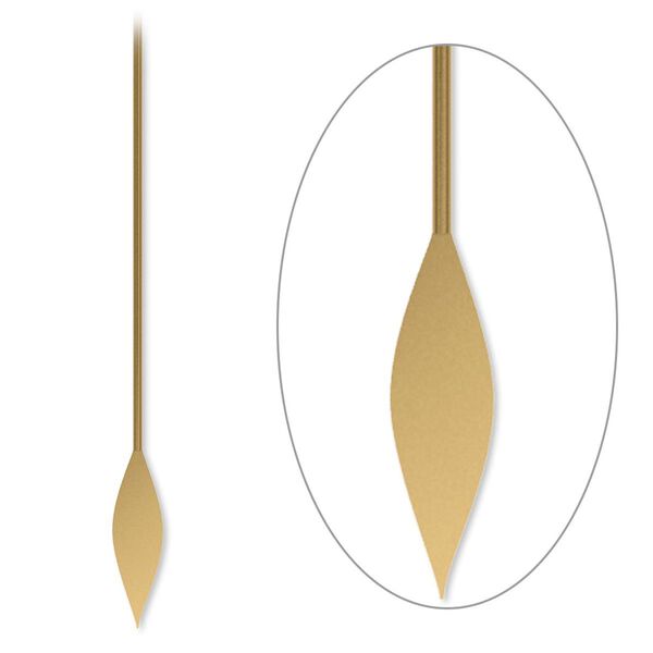 Paddle pin, antique gold-plated brass, 2-inch spear style, 22 gauge. Sold per pkg of 100. image number 0