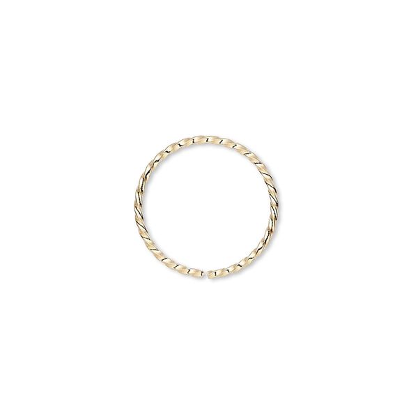 Jump ring, gold-plated brass, 15mm twisted round, 13.7mm inside diameter, 18 gauge. Sold per pkg of 100. image number 0
