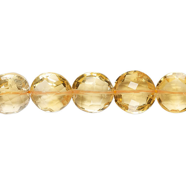 Citrine 1pkg1, faceted puffed round bead 8 inch 7-10mm image number 0