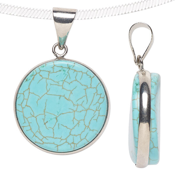 Magnesite / brass 1pkg1, imitation rhodium-plated wavy flat round pendant 23mm image number 0