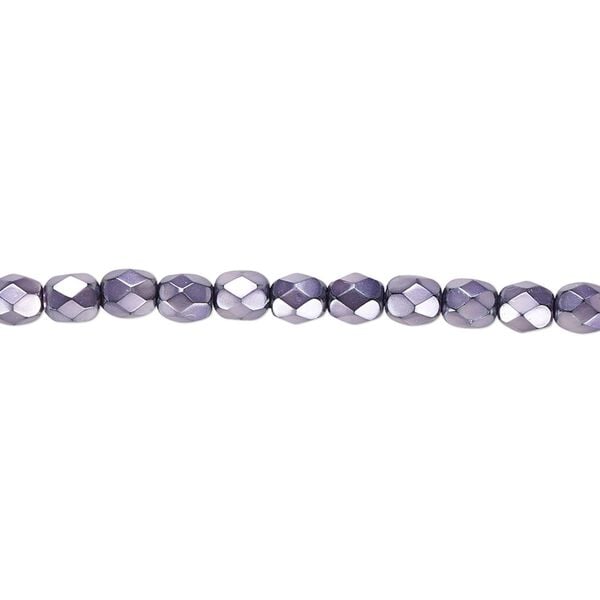 Bead, Czech fire-polished glass, lilac carmen, 4mm faceted round. Sold per 15-1/2" to 16" strand. image number 0