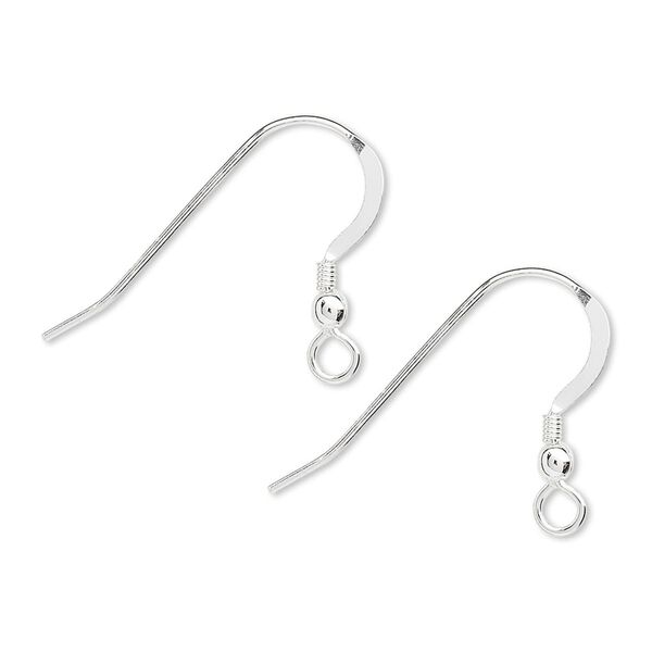 Ear wire fishhook 1pkg1000 sterling silver, 18mm flat / 2.5mm ball / coil / open loop, 21 gauge 500 pair image number 0