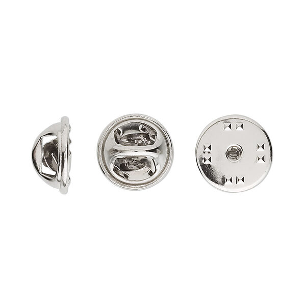 Tie tac clutch, imitation nickel-plated brass, 11.5x6.5mm squeeze style. Sold per pkg of 10. image number 0