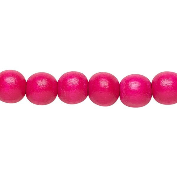 Bead, Taiwanese cheesewood (dyed / waxed), dark pink, 7-8mm round. Sold per pkg of (2) 15-1/2" to 16" strands. image number 0
