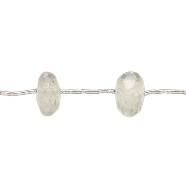 Green quartz 1pkg10, hand-cut faceted rondelle bead 9x4mm-14x8mm image number 0