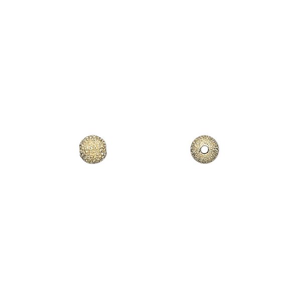 Bead, gold-plated brass, 4mm stardust round. Sold per pkg of 20. image number 0