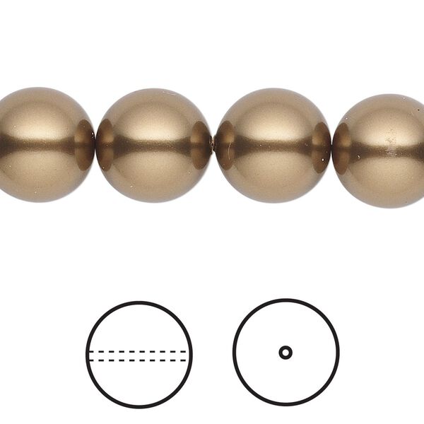 Pearl 100pk antique brass, Swarovski® 12mm round 5810 image number 0