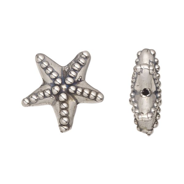 Bead, JBB Findings, sterling silver, electroformed, 19x7mm starfish. Sold individually. image number 0