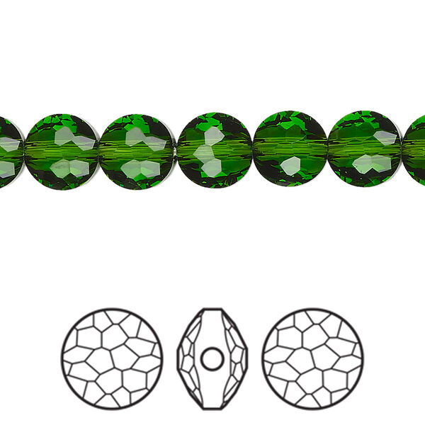 Bead 144pk fern green, Swarovski® 8mm puffed round 5034 image number 0