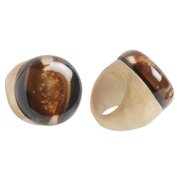 Ring, Everyday Jewelry, Taiwanese cheesewood, 18mm domed, size 7. Sold individually. image number 0