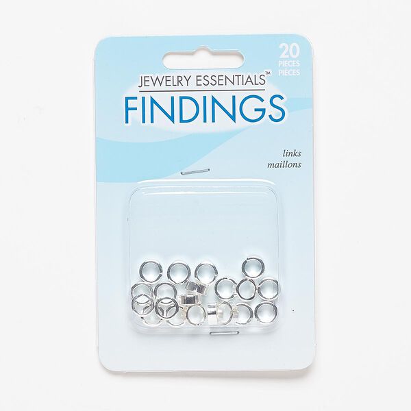 Bead, silver-finished steel, 8x3mm flat rondelle with slit and 5mm hole. Sold per pkg of 20. image number 0