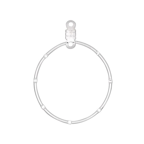 Beading hoop, silver-plated steel, 26mm notched round with closed loop. Sold per pkg of 100. image number 0