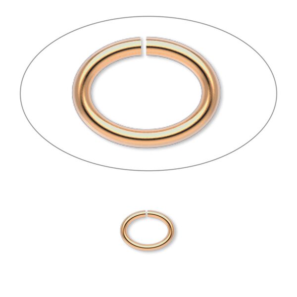 Jump ring, gold-plated brass, 8x6mm oval, 6.2x4.1mm inside diameter, 18 gauge. Sold per pkg of 500. image number 0