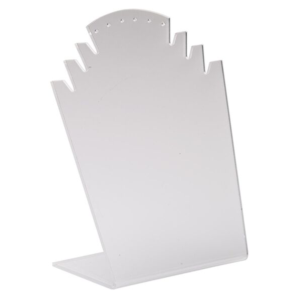 Display, necklace and earring, acrylic, frosted translucent clear, 8-1/2 x 7 x 3-1/2 inches. Sold individually. image number 0