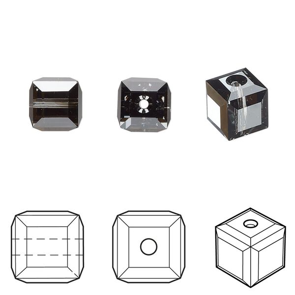Bead 96pk crystal silver night, Swarovski® 8mm cube 5601 image number 0