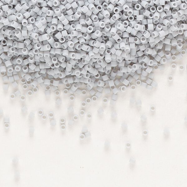 Seed bead, Delica®, glass, pkg/50g, #15 round, opaque matte grey (DBS-1589). image number 0