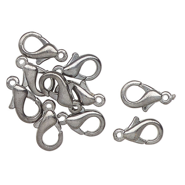 Clasp, lobster claw, black-finished brass, 10x6mm. Sold per pkg of 10. image number 0