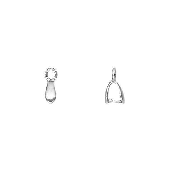 Bail, ice-pick, antiqued sterling silver, 6x2mm plain, 4mm grip length. Sold per pkg of 10. image number 0