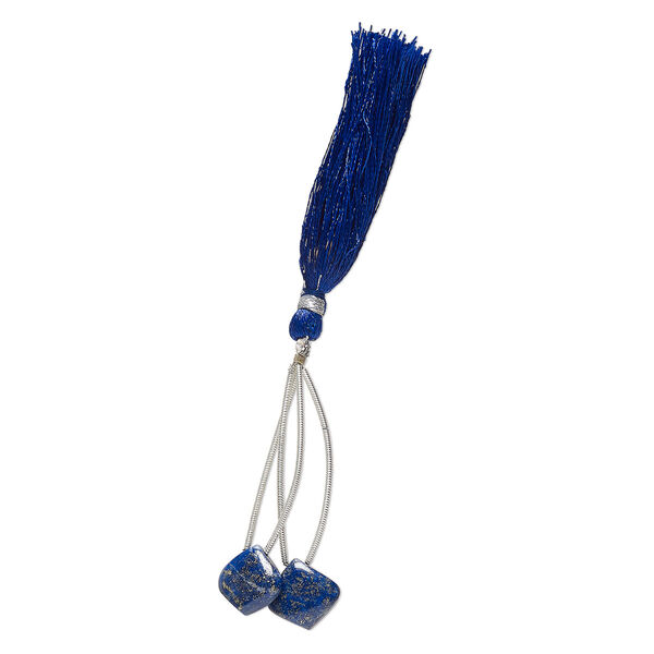Lapis lazuli 1pkg2, hand-cut top-drilled puffed teardrop bead natural 14x14mm image number 1