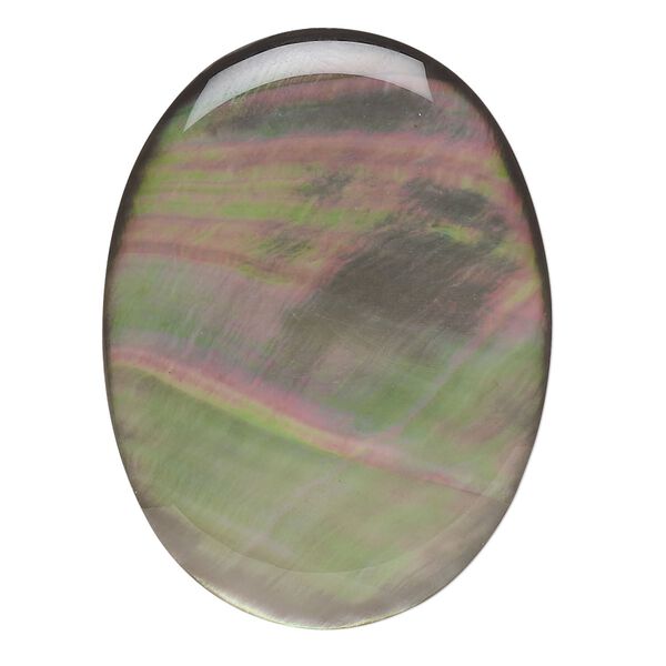 Cabochon, black lip shell (coated), 40x30mm calibrated oval, Mohs hardness 3-1/2. Sold individually. image number 0