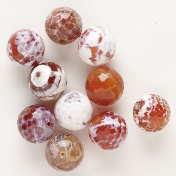 Bead, fire crackle agate (dyed / heated), 20mm faceted round, B grade, Mohs hardness 6-1/2 to 7. Sold per pkg of 10. image number 0