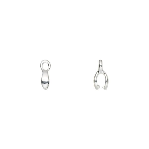 Bail, ice-pick, silver-plated brass, 6x3mm with 3.5mm grip length. Sold per pkg of 12. image number 0