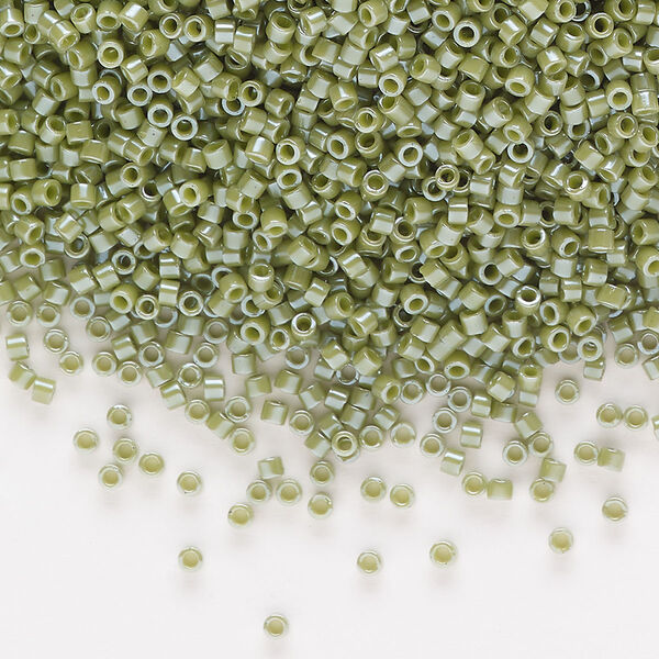 Seed bead, Delica®, glass, pkg/50g, #11 round, opaque glazed luster cactus (DB-0263-1). image number 0