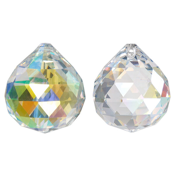 Suncatcher 20pk clear AB, Asfour Crystal 45x40mm top-drilled faceted round teardrop image number 0