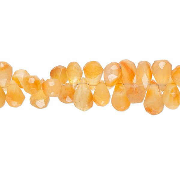 Carnelian 1pkg1, hand-cut top-drilled faceted teardrop bead 7.5 inch 5x3mm-8x6mm image number 0